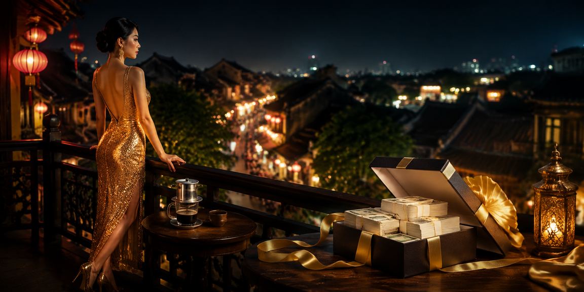Người dùng VIP tại Hà Nội thưởng thức cà phê và kiểm tra tiền thưởng trên điện thoại