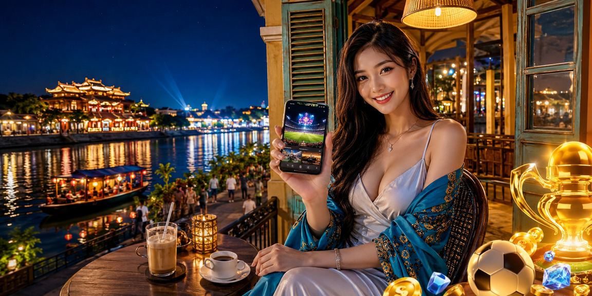 Người dùng tại Huế xem esports và chơi slot jackpot trên điện thoại bên ly cà phê