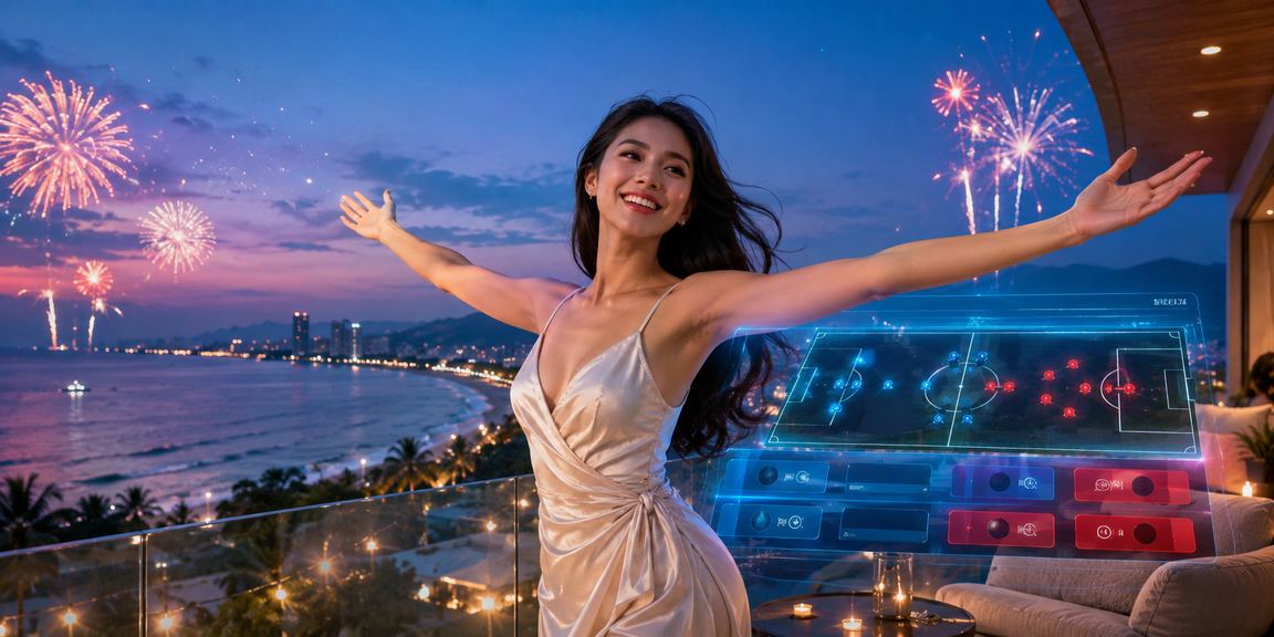 Bãi biển Sài Gòn về đêm với không khí casino và cá cược trực tuyến sôi động